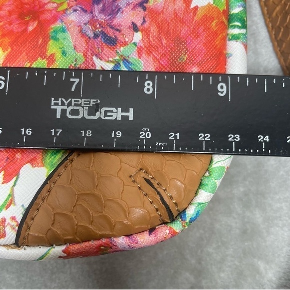 APT 9 Floral Print Crossbody Zippered Pockets and Closure Tan Brown Strap - Picture 9 of 12